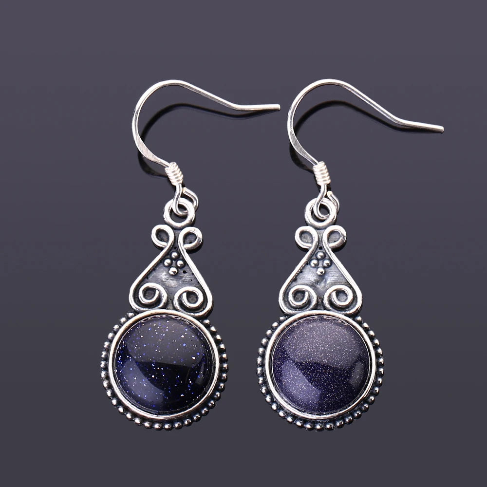 S925 Silver Drop Earring 10MM Labradorite Multicolor Pendant Earrings Engagement Wedding Women Fine Jewelry