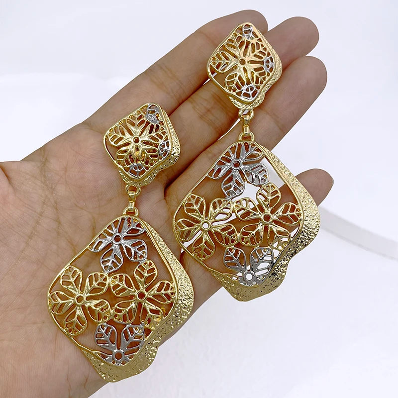 Big Drop Earrings For Women Plant Leaf Shape Dubai Fashion Jewelry Wedding Party Gift Trending