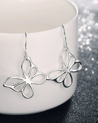 Pretty 925 Sterling Silver Openwork Butterfly Earrings, Simple, Minimalist