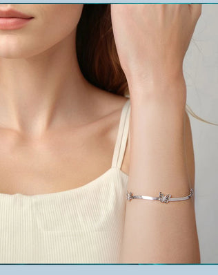 Bamoer Flat 925 Sterling Silver Butterfly Bracelet