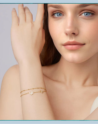 BAMOER Delicate 2 Strand Butterfly Bracelet, 925 Sterling Silver, Plated