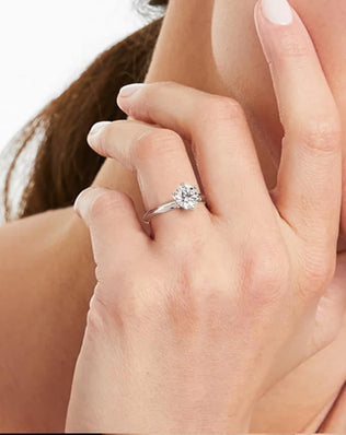 BAMOER 925 Sterling Silver Ring with 1CT, 65mm Solitaire Moissanite Diamond