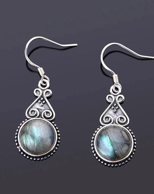 S925 Silver Drop Earring 10MM Labradorite Multicolor Pendant Earrings Engagement Wedding Women Fine Jewelry