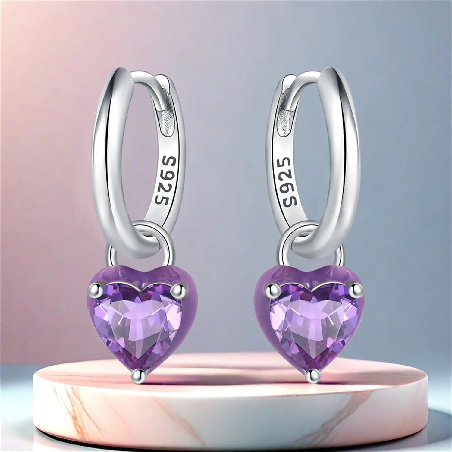 CYMYSS 2025 New 925 Sterling Silver Blue Heart Drop Earring Boutique Wedding Birthday Party Gift Jewellery Zircon Women Earrings