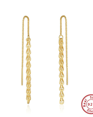 KISS MANDY 14K Gold Phoenix Long Chain Earring for Women 925 Sterling Silver Drop Earrings Anniversary Jewelry Gifts SE399