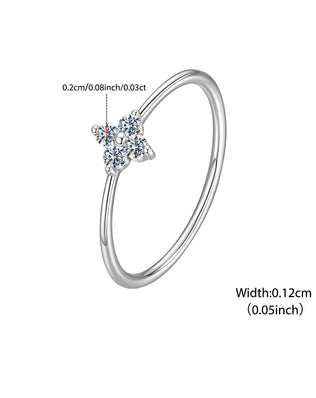 Bamoer 925 Sterling Silver Ring, Platinum Plated, With 4-Leaf Clover In Moissanite Lab Diamonds