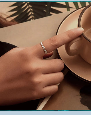 BAMOER 925 Sterling Silver Heart Ring, Adjustable, Stackable, Minimalist Fine Jewellery