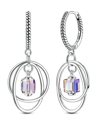 925 Sterling Silver Earrings Women Color Plated Sugar Cube Double Ring Snake Drop Earring For Anniversary Wedding Jewelry Gifts