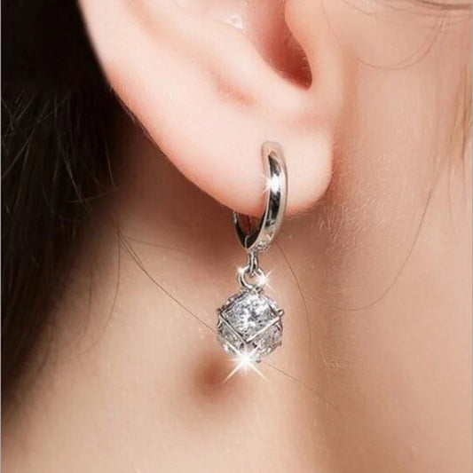 Elegant 925 Sterling Silver Drop Earrings with Dangle 2CT Moissanite