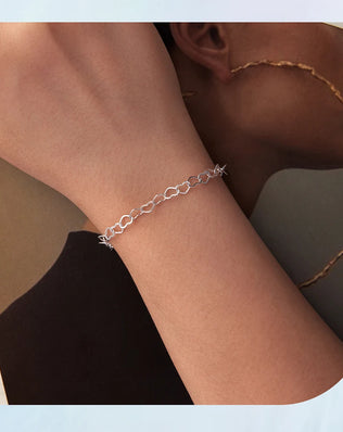 BAMOER 925 Sterling Silver Pretty Heart Link Bracelet