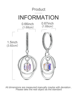 925 Sterling Silver Earrings Women Color Plated Sugar Cube Double Ring Snake Drop Earring For Anniversary Wedding Jewelry Gifts