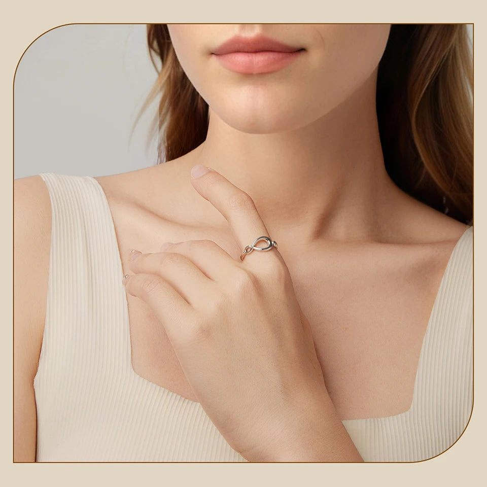 BAMOER 925 Sterling Silver Open Ring With Symbol Of Infinity in 2 Different Styles