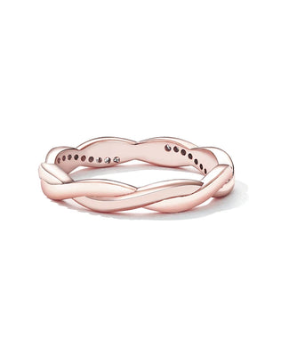 BAMOER 925 Sterling Silver Twisted Half Eternity Ring, Set with Tiny Zircons