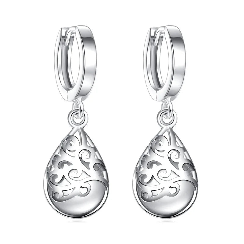 Delicate, Opal Stone Drop Earrings in 925 Sterling Silver