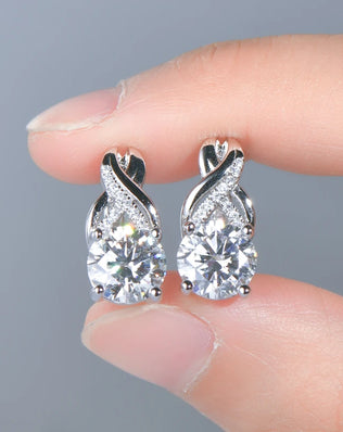 Luxury Moissanite Diamond Jewellery Set, 925 Sterling Silver Infinity Pendant Necklace & Drop Earrings