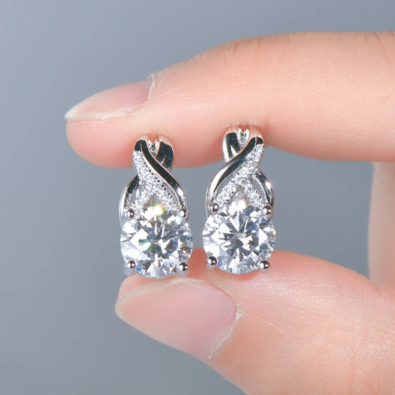 Luxury Moissanite Diamond Jewellery Set, 925 Sterling Silver Infinity Pendant Necklace & Drop Earrings