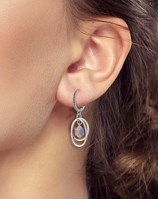 925 Sterling Silver Earrings Women Color Plated Sugar Cube Double Ring Snake Drop Earring For Anniversary Wedding Jewelry Gifts