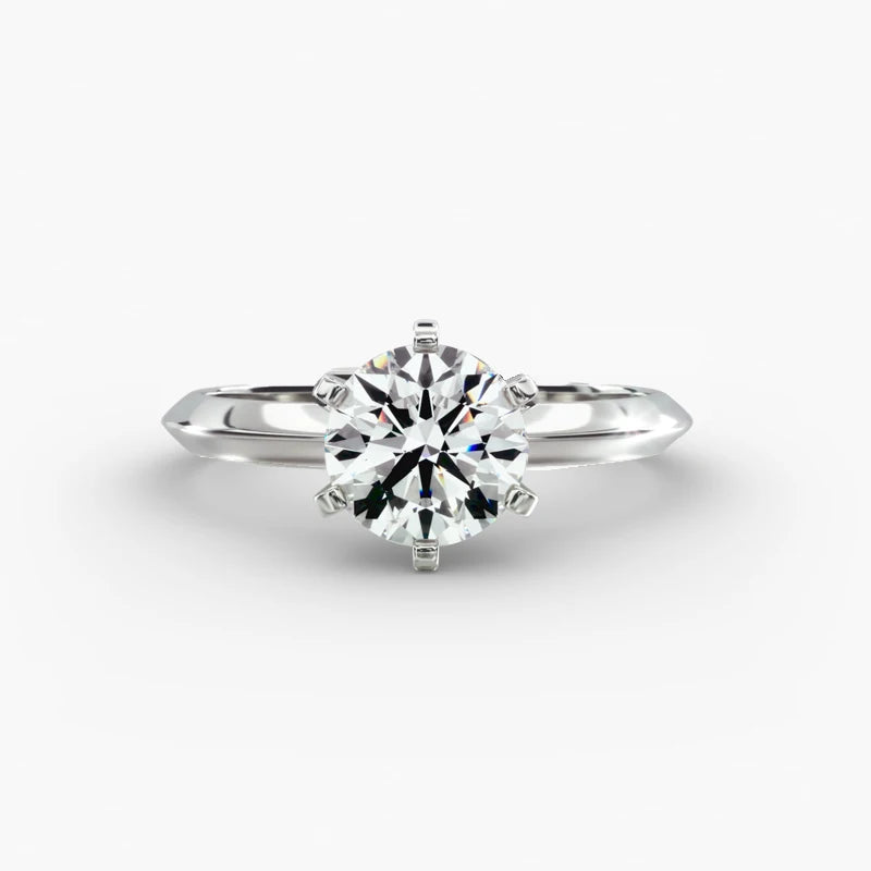 BAMOER 925 Sterling Silver Ring with 1CT, 65mm Solitaire Moissanite Diamond