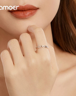 BAMOER 925 Sterling Silver Infinity Symbol Promise Band, Forever Love Knot Ring