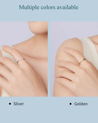 BAMOER Solid 925 Sterling Silver Mini Heart Ring, Gold Plated, With Pavé CZ, 2 Styles