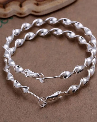 925 Sterling Silver Hoop Earrings High Quality Big Circle Round Fashion Women Party Jewelry Nice Wedding 4.5CM