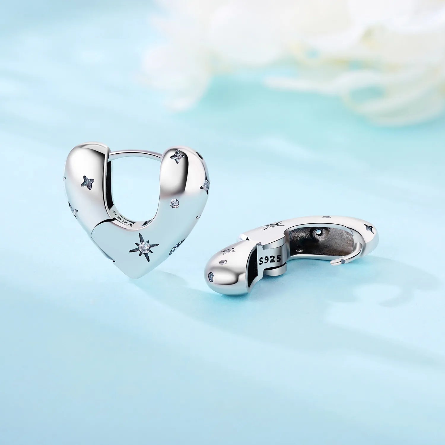 CYMYSS 2025 New 925 Sterling Silver Blue Heart Drop Earring Boutique Wedding Birthday Party Gift Jewellery Zircon Women Earrings