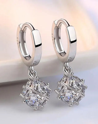 Elegant 925 Sterling Silver Drop Earrings with Dangle 2CT Moissanite