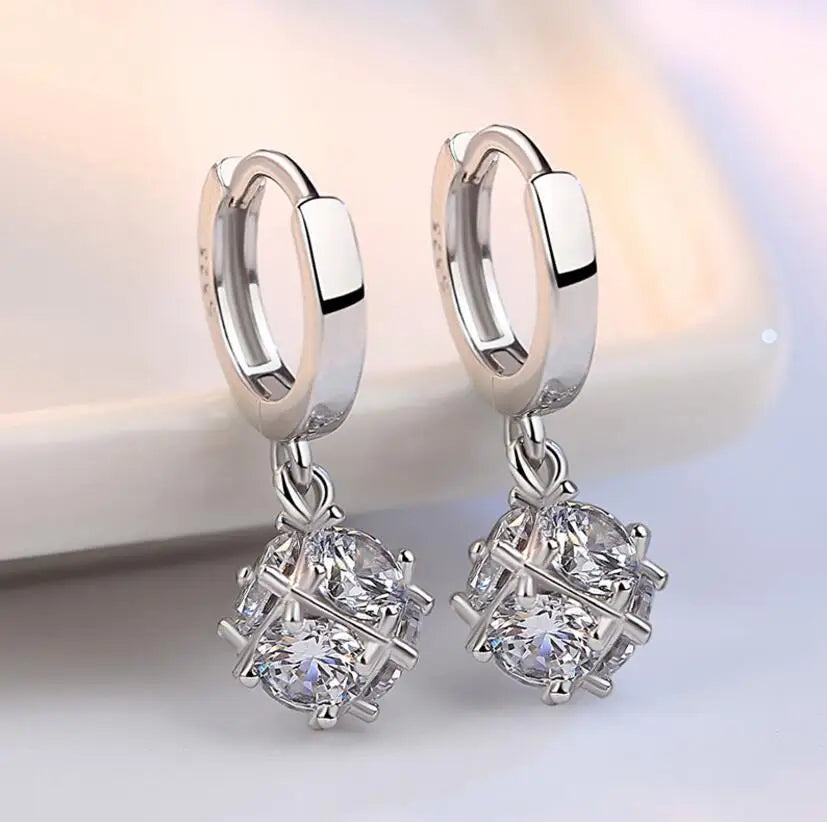 Elegant 925 Sterling Silver Drop Earrings with Dangle 2CT Moissanite