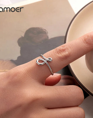 BAMOER 925 Sterling Silver Open Ring With Symbol Of Infinity in 2 Different Styles