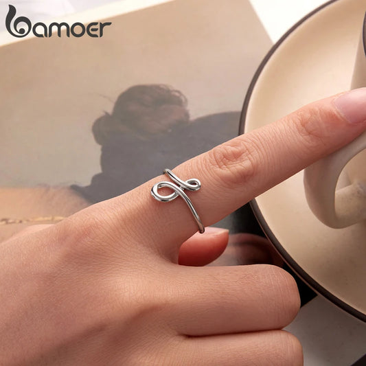 BAMOER 925 Sterling Silver Open Ring With Symbol Of Infinity in 2 Different Styles