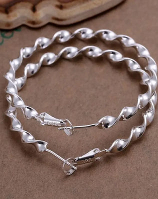 925 Sterling Silver Hoop Earrings High Quality Big Circle Round Fashion Women Party Jewelry Nice Wedding 4.5CM