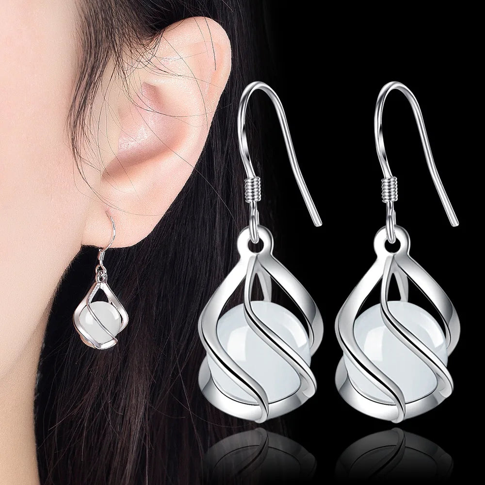 Hot 925 Sterling silver Beautiful drop earrings for women luxury fashion party wedding engagement jewelry Christmas gifts