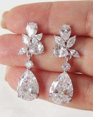 Sparkling 925 Sterling Silver CZ Drop Earrings With Plenty of Bling Appeal!