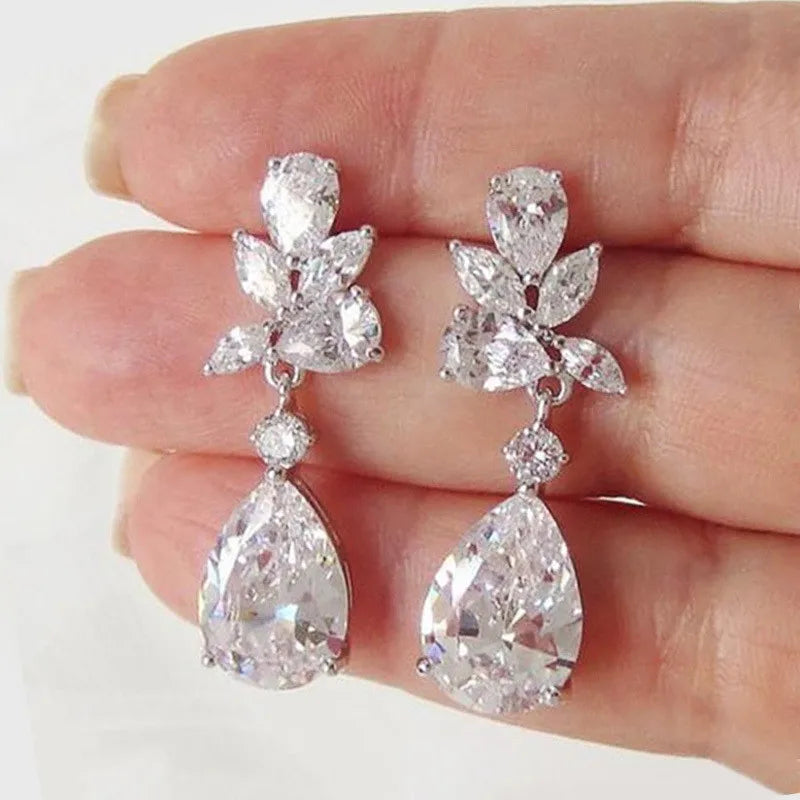Sparkling 925 Sterling Silver CZ Drop Earrings With Plenty of Bling Appeal!