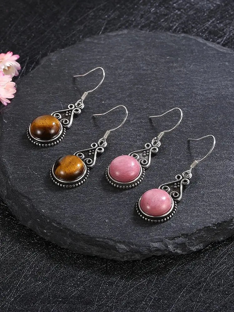 S925 Silver Drop Earring 10MM Labradorite Multicolor Pendant Earrings Engagement Wedding Women Fine Jewelry