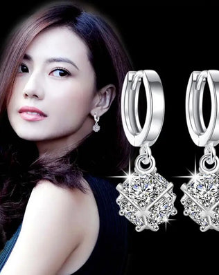 Elegant 925 Sterling Silver Drop Earrings with Dangle 2CT Moissanite