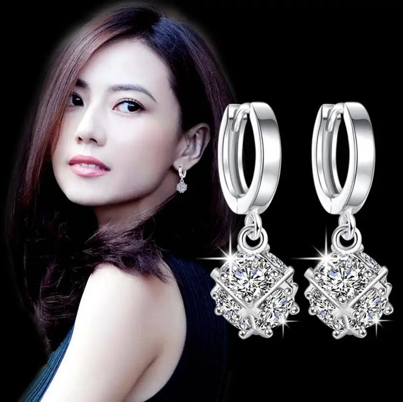 Elegant 925 Sterling Silver Drop Earrings with Dangle 2CT Moissanite