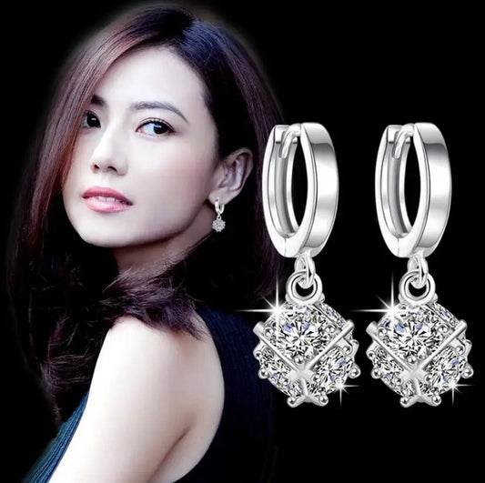 Elegant 925 Sterling Silver Drop Earrings with Dangle 2CT Moissanite
