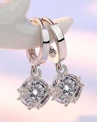 Elegant 925 Sterling Silver Drop Earrings with Dangle 2CT Moissanite