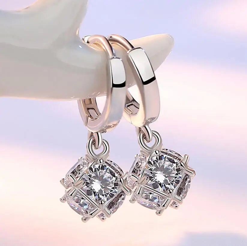 Elegant 925 Sterling Silver Drop Earrings with Dangle 2CT Moissanite