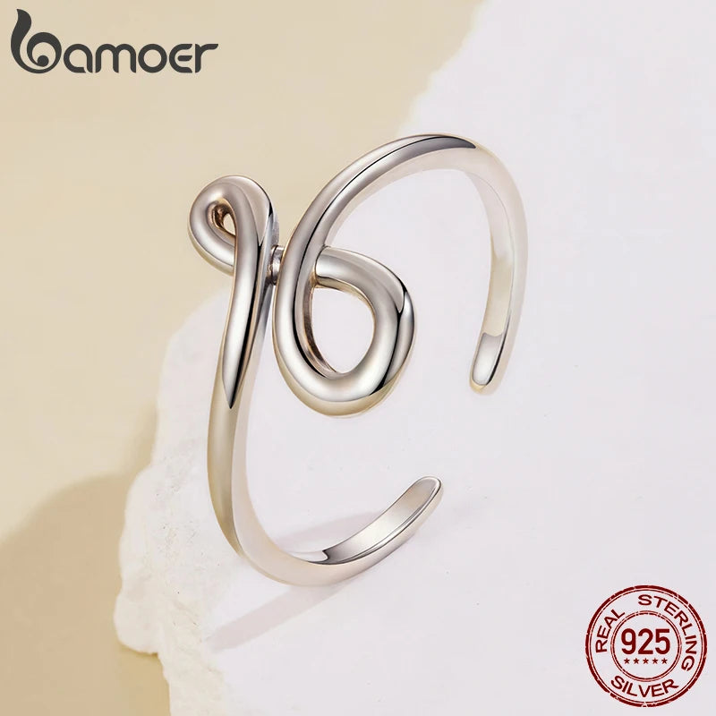BAMOER 925 Sterling Silver Open Ring With Symbol Of Infinity in 2 Different Styles