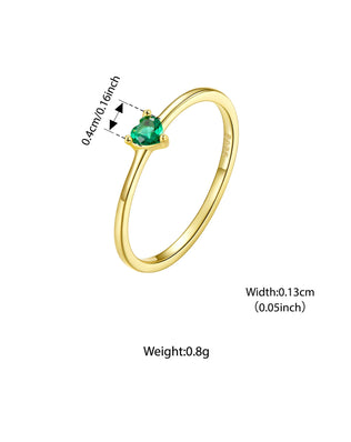 BAMOER Solid 925 Sterling Silver Mini Heart Ring, Gold Plated, With Pavé CZ, 2 Styles