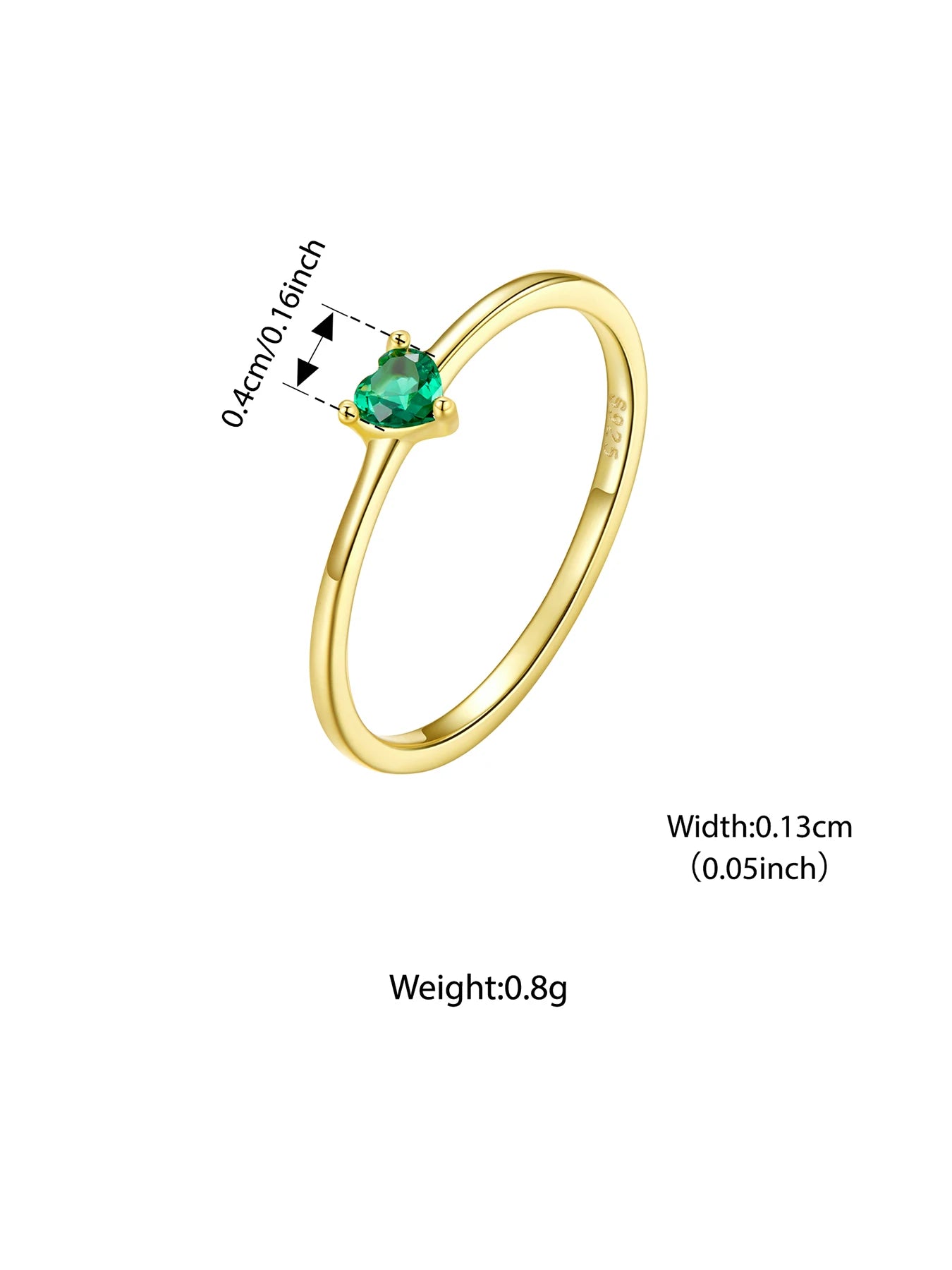 BAMOER Solid 925 Sterling Silver Mini Heart Ring, Gold Plated, With Pavé CZ, 2 Styles