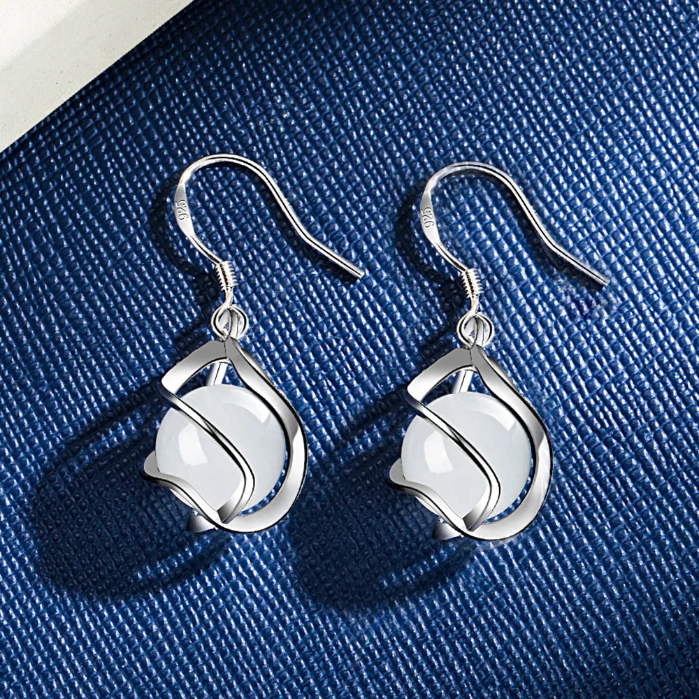 Hot 925 Sterling silver Beautiful drop earrings for women luxury fashion party wedding engagement jewelry Christmas gifts