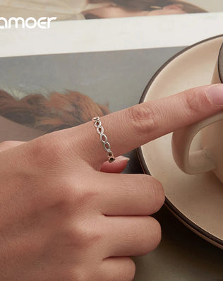 BAMOER 925 Sterling Silver Infinity Symbol Promise Band, Forever Love Knot Ring