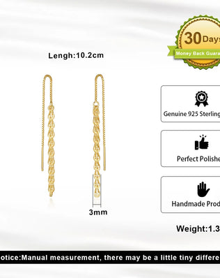KISS MANDY 14K Gold Phoenix Long Chain Earring for Women 925 Sterling Silver Drop Earrings Anniversary Jewelry Gifts SE399