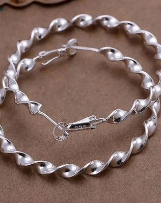 925 Sterling Silver Hoop Earrings High Quality Big Circle Round Fashion Women Party Jewelry Nice Wedding 4.5CM