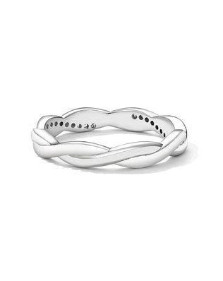 BAMOER 925 Sterling Silver Twisted Half Eternity Ring, Set with Tiny Zircons