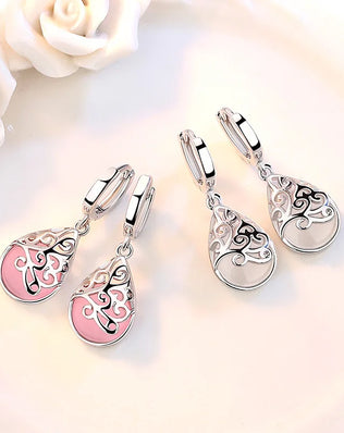 Delicate, Opal Stone Drop Earrings in 925 Sterling Silver