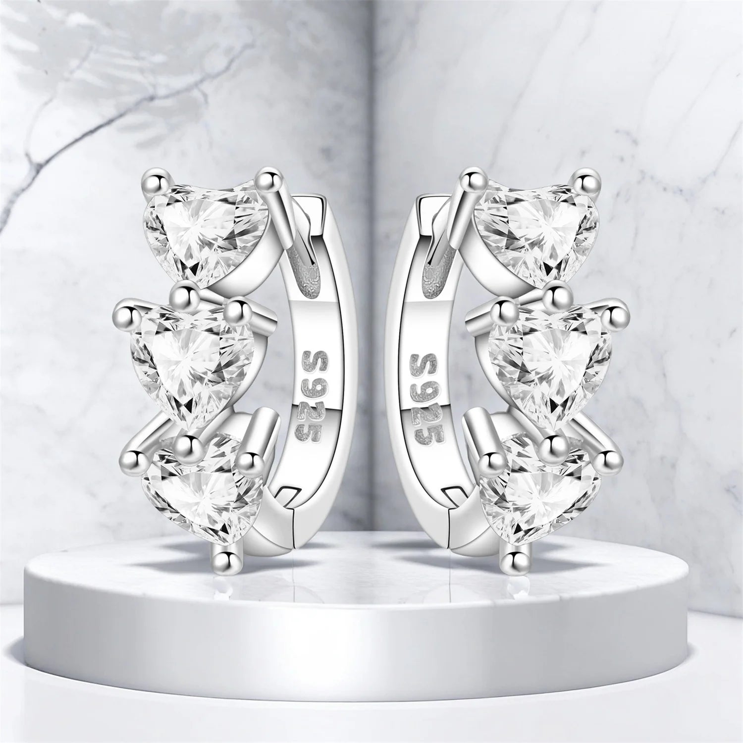 CYMYSS 2025 New 925 Sterling Silver Blue Heart Drop Earring Boutique Wedding Birthday Party Gift Jewellery Zircon Women Earrings